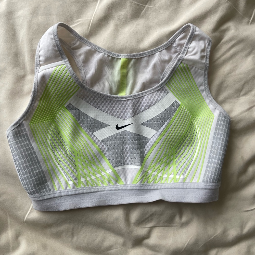 Nike White and Gray Dri-FIT Sports Bra